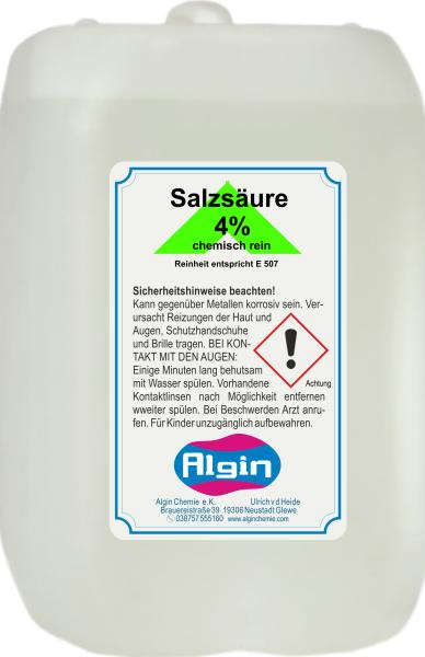 Salzsäure 4% chemisch rein E507 10 Liter HDPE-Kanister